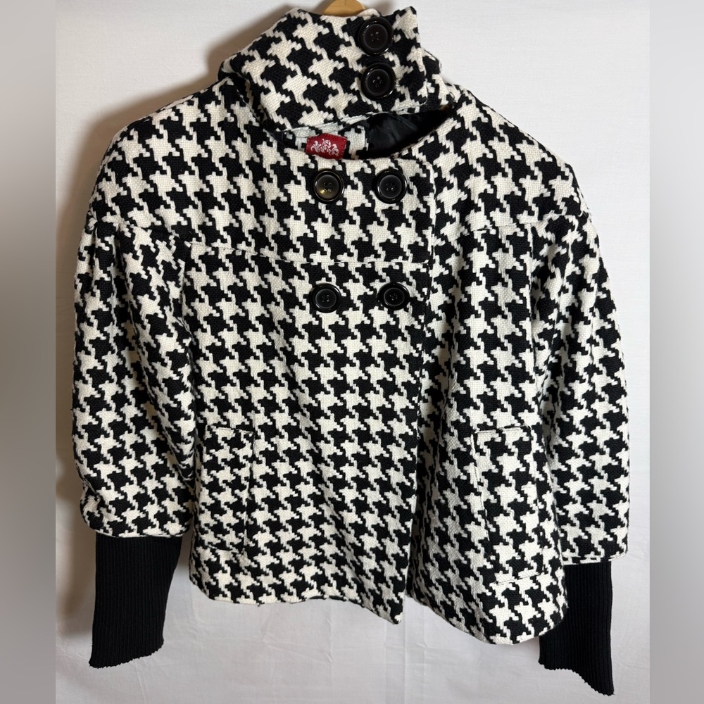 Theraphy - Lane Crawford Black/White Houndstooth Hooded Jacket Ladies Medium EUC